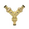 Messing 2-Wege Gartenhahn Wasserverteiler 3/4 Y Bewässerungsventil Schnellverbinder Gartenschlauch Wasserhahn Adapter 1 Set