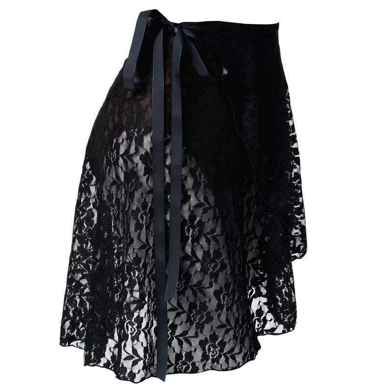 Ballet Chiffon Tulle Midi Skirt with Lace Panel and Tie-Up for Classical and Chinese Dance - Adult and Child Sizes