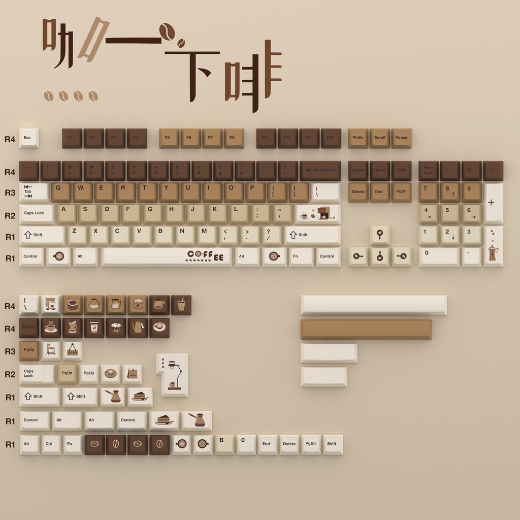 MAIMOOO Coffee Keycap Cherry Pbt Transparent Pc Customized 145Keys 2.25U/2.75U/7U Alice Layout Iso Keycap For Aula F75 F99