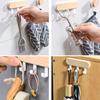 Wooden Wall-Mounted Storage Rack Self-Adhesive Key Holder Hanger Organizer Hooks