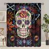 Gothic Skull Print Curtains Piece Polyester Set Bedroom Living Room Study Decor Edgy Rocker Window Treatment Curtain For Sitting Made Of