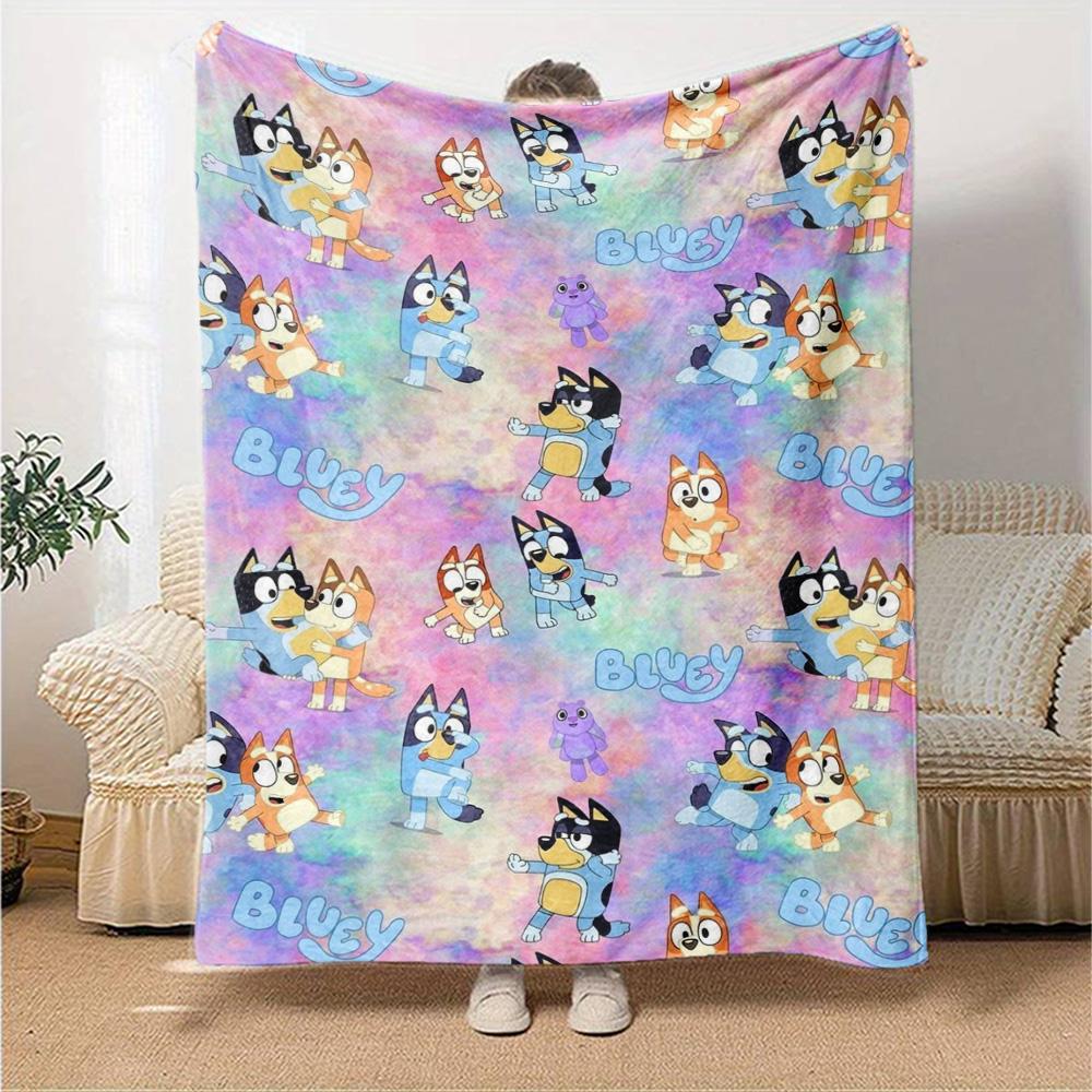 Bluey Print Flannel Blanket High Quality Warm Comfortable Cover for All Seasons Perfect for Gifts Home Decor