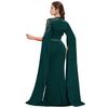 European & American Fashion Beaded Cape Sleeve Evening Dress with Hot Drilling