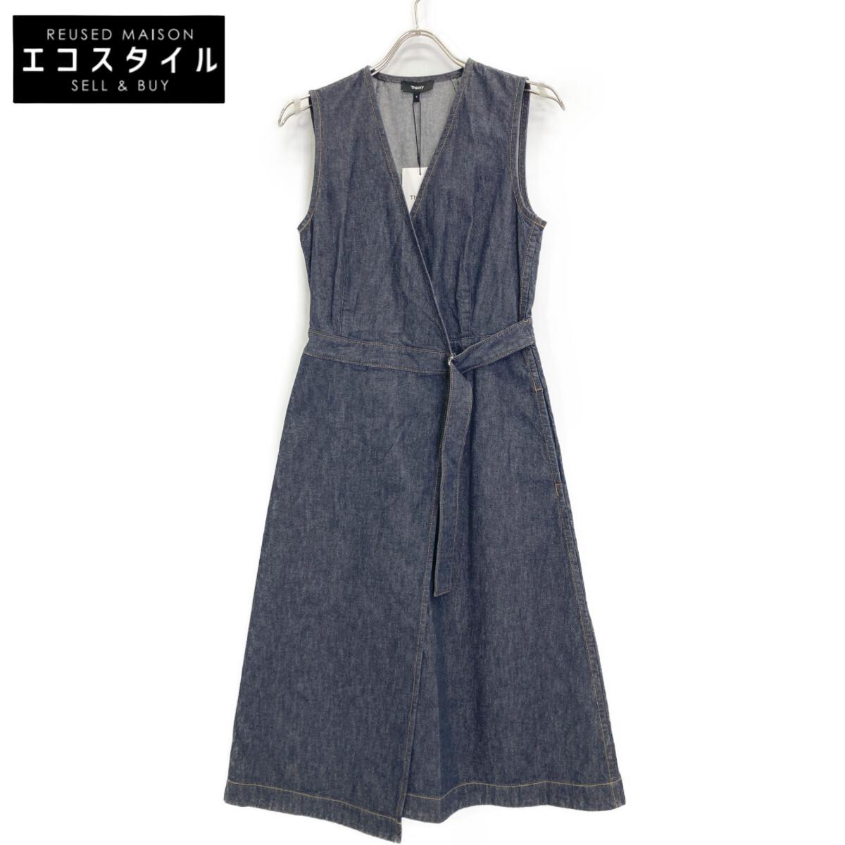 

Theory [/25Stainless Steel] 5105207 MOD DENIM SL ALINE WRAP DR Denim Sleeveless Wrap dress 2 IndigoUsed