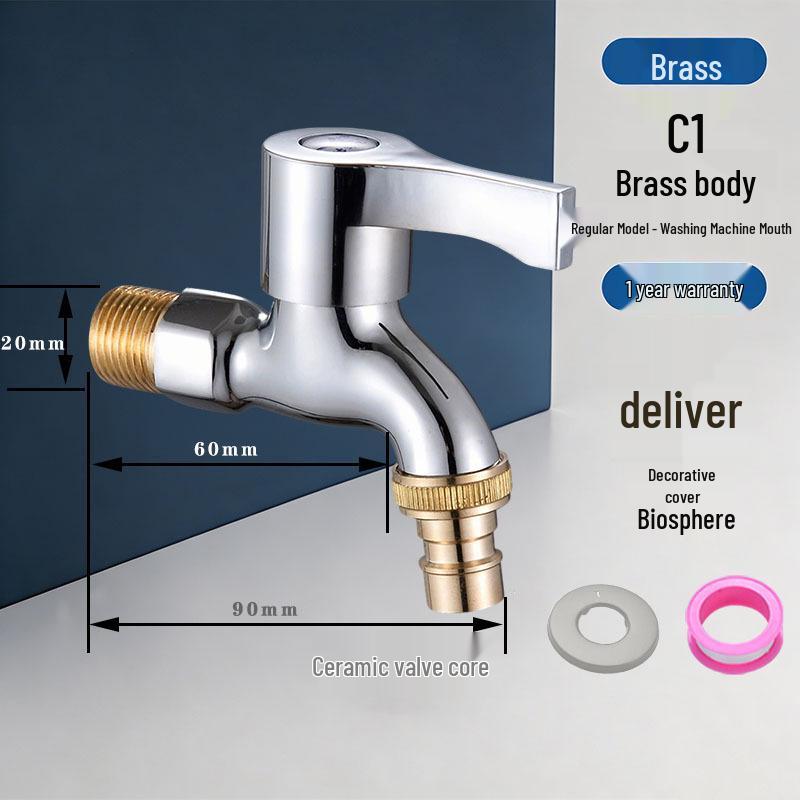 Stainless Steel Washing Machine Faucet with Dual Outlets, Extended Mop Sink Tap, Quick Open, 1/2 Inlet. Unique Model 1
