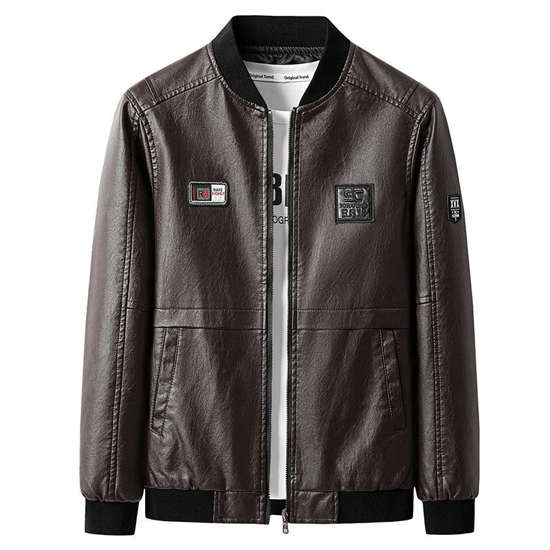 

2023 новая кожаная куртка мужская большого размера весенне-осенняя корейская версия куртки трендовая куртка из вымытой кожи повседневный мужской топ из ПУ кожи 5XL