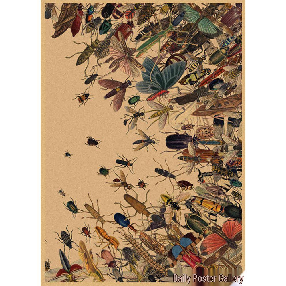 Retro Schmetterlings-Illustrationsposter: Handbemalte Tier-Wandkunst im Vintage-Stil, europäisch & amerikanisch