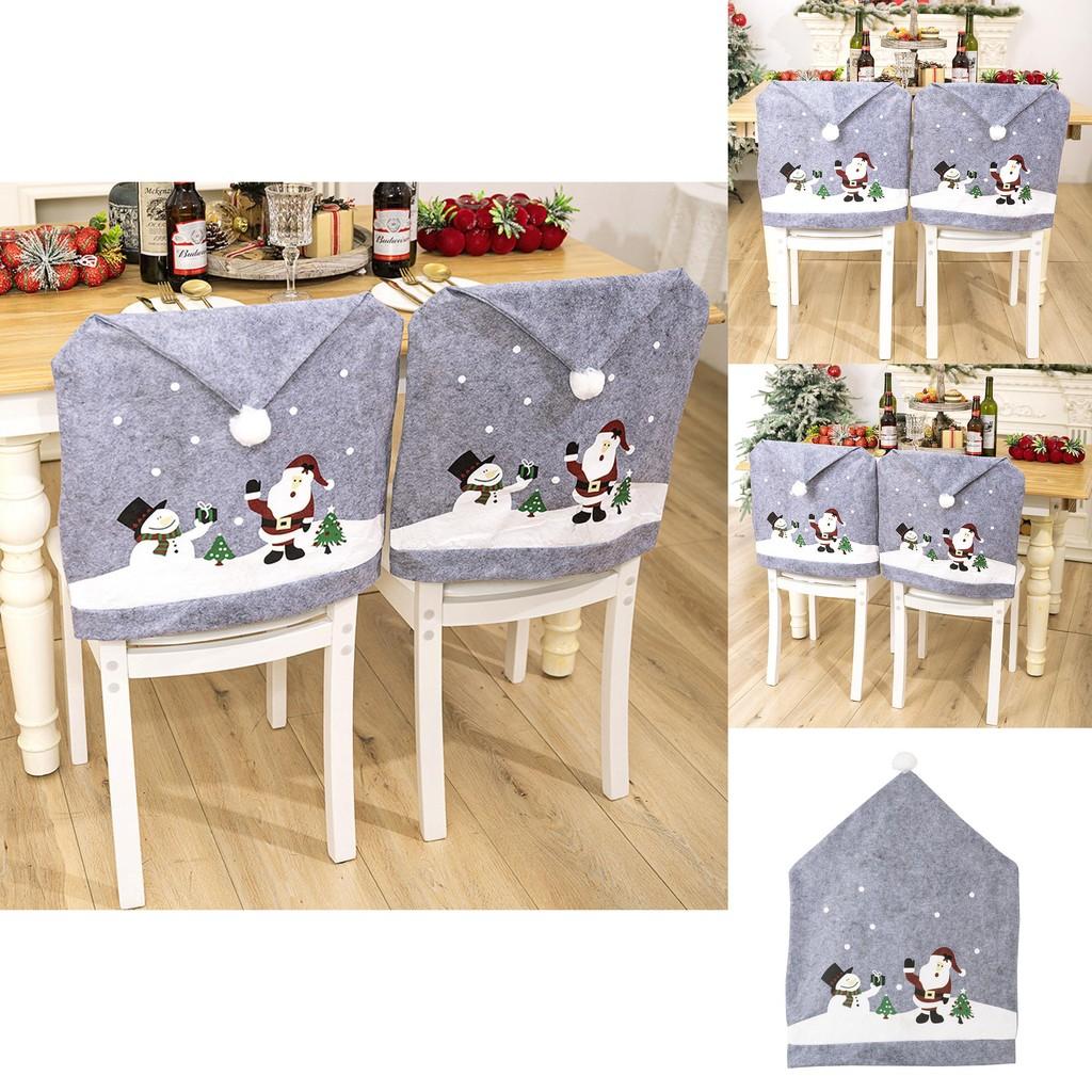 Cozy Grey Printed Chair Cover For Holiday Home Decor Christmas Snowman Design