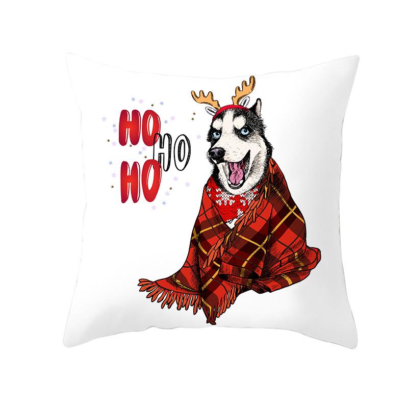 Pet Print Christmas Peach Skin Pillow Cover Bedside Cushion Cover Sofa Cushion Cover