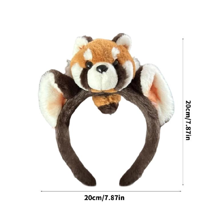 Cartoon 3D Raccoon Plush Headband Cosplay Costume Hairhoop Birthday Party Hairband Women Face Washing Makeup Headpiece