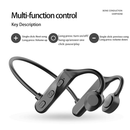 Bone Conduction Earphone 3D Stereo Bass Ear Hook Bluetooth-compatible 5 Sport Headphone Wireless