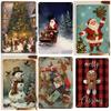 Vintage Santa Claus Metal Tin Signs Pcs Retro Iron Wall Art Plaques with Christmas Quotes Rustic Decor for Home Party