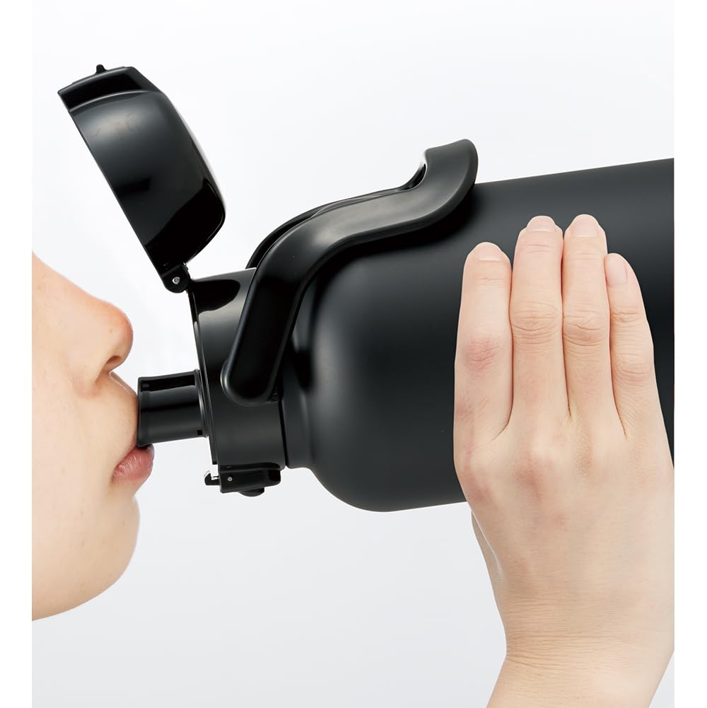 Skater Stainless Steel Water Bottle with 2L 2000ml Vacuum Black STD20H-A Handle, Capacity, One-Push Operation, Double-Layer Thermos,