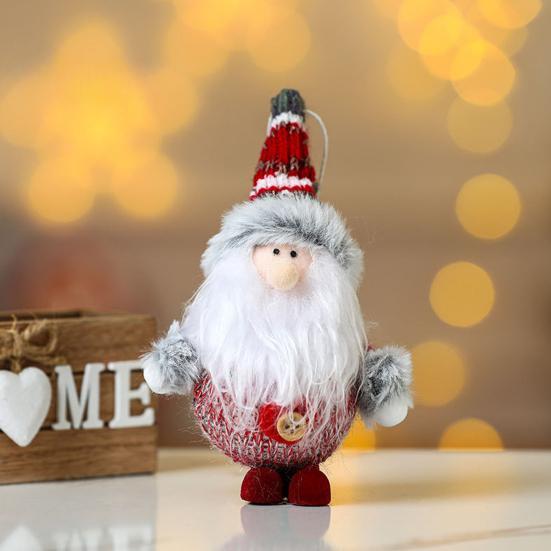 Christmas Plush Doll Hanging Ornament Mini Colorful Cloth Santa Claus Snowman Deer Foam Doll Plushies Christmas Tree Pendant Christmas Party KTY