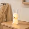 Dimmable Atmosphere Night Light Light, Silicone Touch with 30-Min Auto Timer, 7 Color Changing Multi RGB Rechargeable Kids Bedside Lamp, Cute
