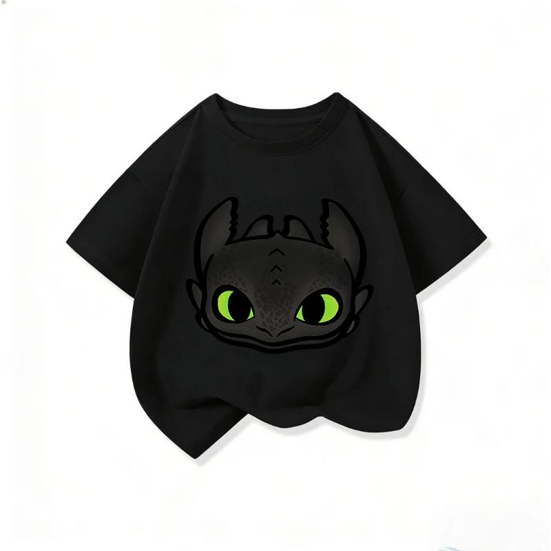 Cozy Kids Short Sleeve Tee Trendy Round Neck Adorable How To Train Your Dragon Pattern Cute Street Daily Wear 3 14