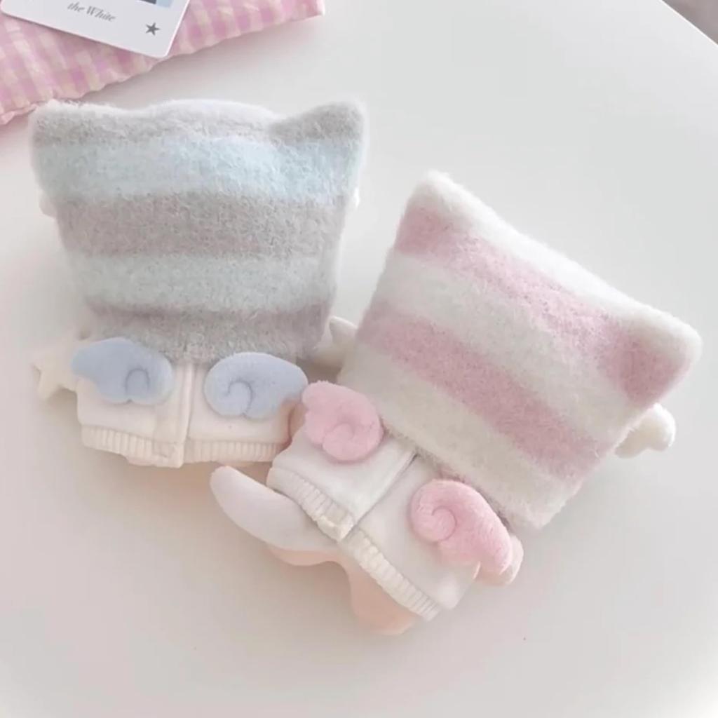 Cat Ear Knit Hat Sweatshirt Set with Wings for Pink & 10cm, [used]