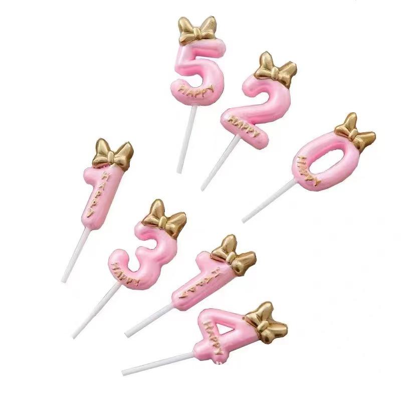 1PC Digital Birthday Wedding Party Cupcake Decor Bowknot Princess Number Candles Cute