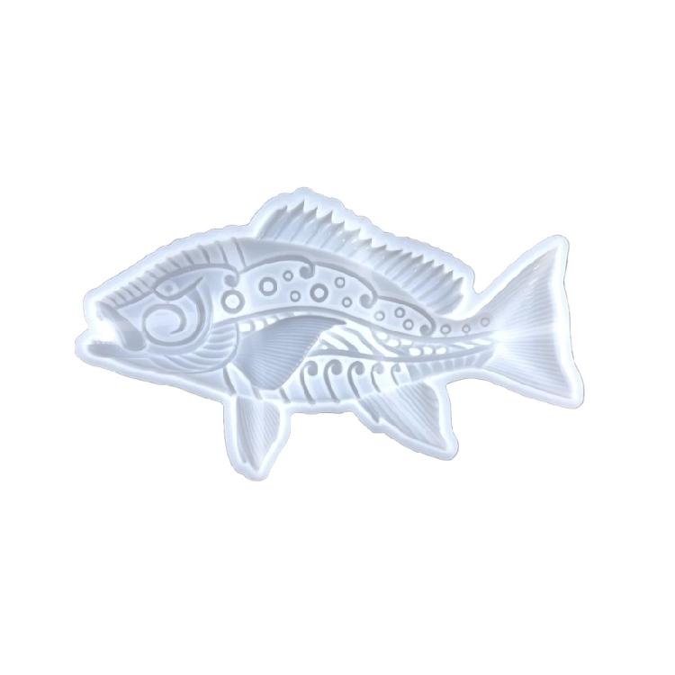 Soft Silicone Mold for DIY Craft Wall Hanging Decorations Embossed Fish Shaped Design Crystal Epoxy Resin Casting Mould