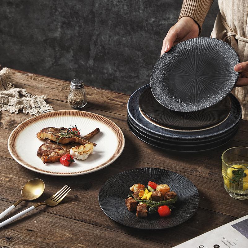 Japanese Ceramic Retro Dining Plate for Pasta, Steak, and Desserts