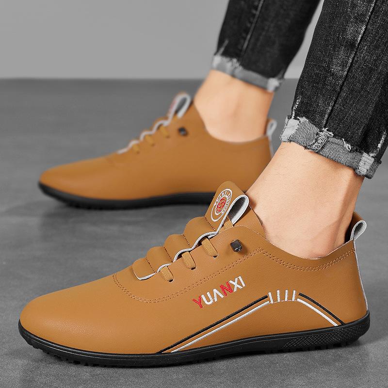 

Супермягкая кожа мужская модная повседневная обувь дышащая кожаная обувь 2025 осень новая универсальная износостойкая обувь на одной педали 39