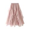 Tulle Pleated Long Fluffy Flare Midi Solid Elastic Waistband [JINJUDUO] Skirt, Skirt, Women's, Spring, Summer, Autumn, Skirt, A-line Skirt, Length,