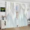 2pcs- Pure White and Blue Feather Polyester Curtains, Pole Bag Curtains 42 * 84, Bedroom, Living Room, Family Room Decoration