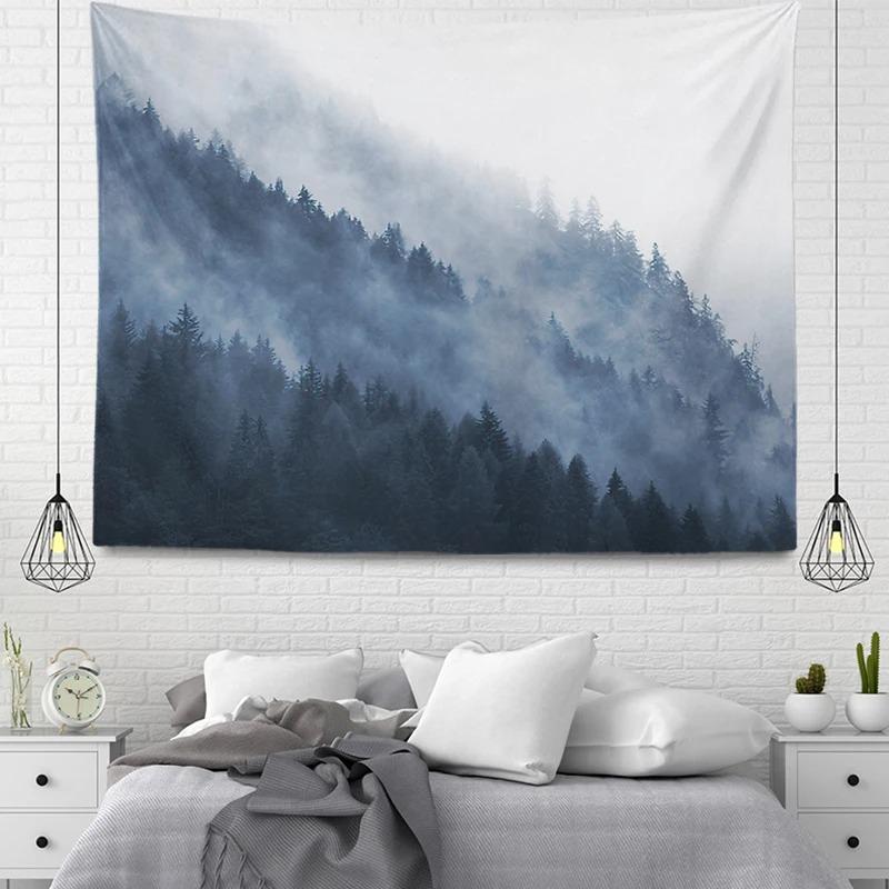 Home Wall Decoration Tapestry Mountain Fog Forest Background Hanging Cloth Office Living Room Tapestry