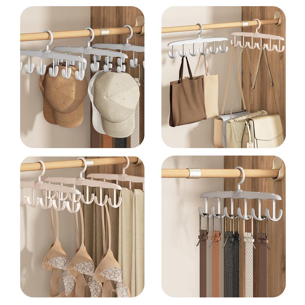 12 cârlige se pot roti Umeraș cu cârlig multifuncțional, potrivit pentru pălării, genți, bretele, eșarfe, cravate, umeraș de depozitare de uz casnic