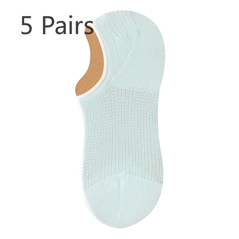 5 Pairs of Women's Summer Ultra Thin Shallow Mouth and 7A Antibacterial Deodorant Invisible Socks