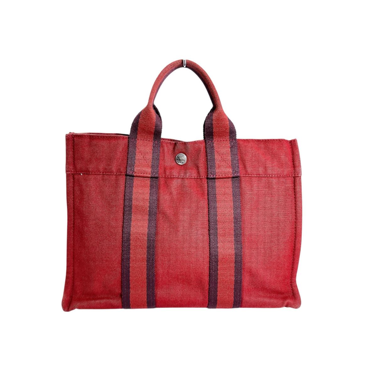 HERMES fool toe PM Handbag canvas Red unisex Used