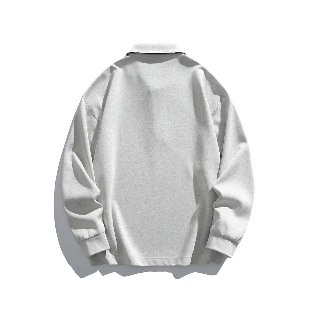 2026 Spring Men Loose Cotton Polo Shirt American Men Button Design Hoodies Man Turn-Down Collar Pullover Casual Unisex Uniform