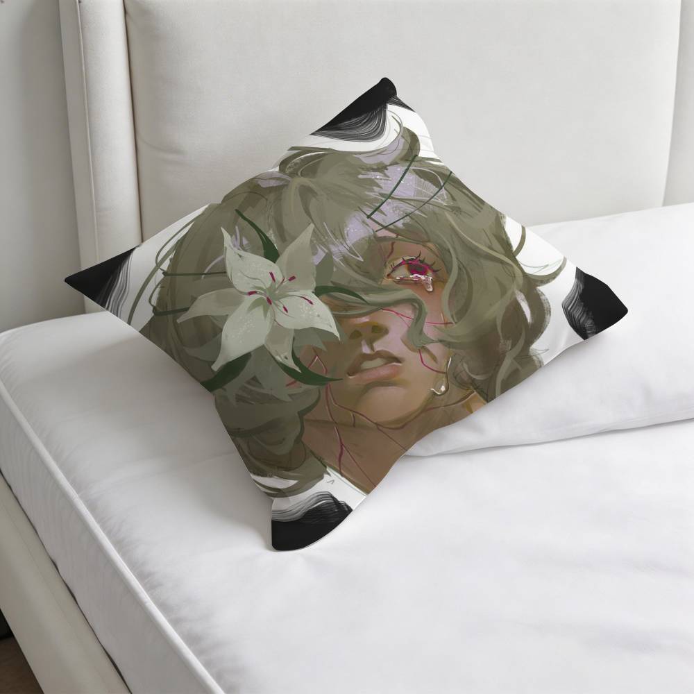 

RRun Kingdom White lily Cookie Decorative Square Pillow Cover Modern Cushion Case for Living Room Bedroom 30x30 cm