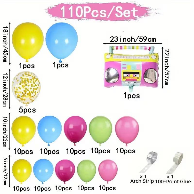 Music Theme Radio Balloon Wreath Passionate Lively Party Atmosphere Arrangement Balloon Chain Package