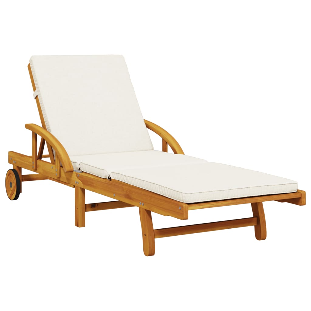 Sun Loungers With Cushions, 2 Pcs, 200X68X83 Cm, Solid Acacia Wood