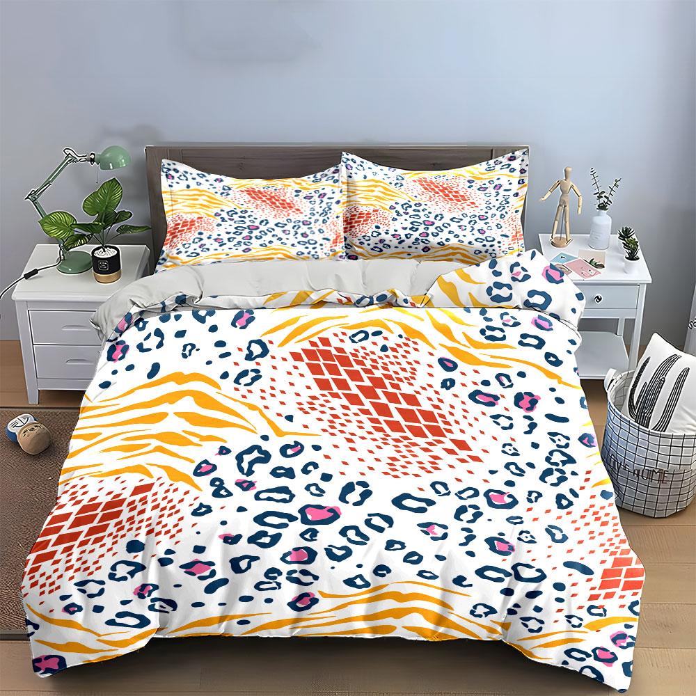 Abstract Animal Print Design Set  Kid'S And Adults' Bedroom Decor, Exquisite Three-Piece Bedding Set Gift