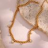 MamacitaSlay Trendy Round Zircon Gold Plated Cuban Chain Necklaces Adjustable Stainless Steel Choker Necklaces for Women Party