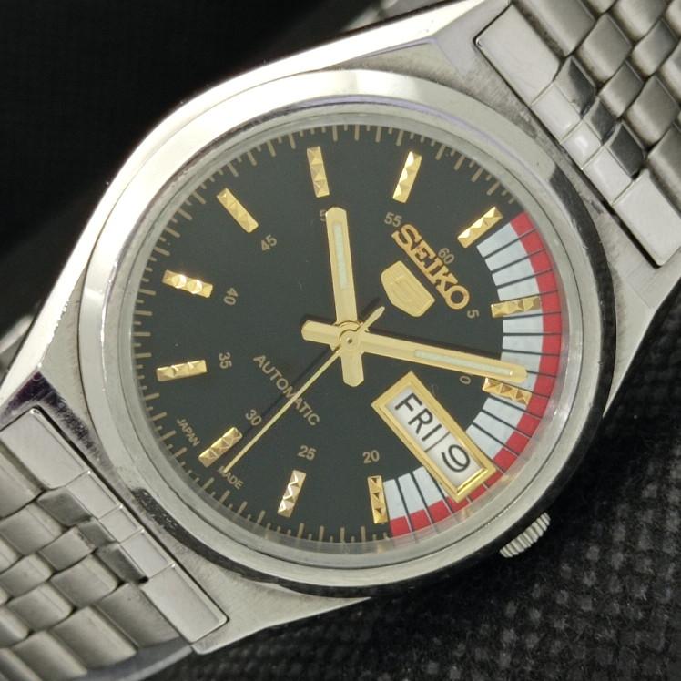 

USED VINTAGE SEIKO 5 AUTO 7S26A JAPAN MENS D/D BLACK WATCH 608d-a315618-9 SKU608d-a315618