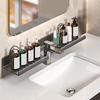 1pc Bathroom Sink Storage Rack Suction Cup Faucet Draining Rack Punch Free Wall-mounted Toiletries Shelf Bathroom Organizer