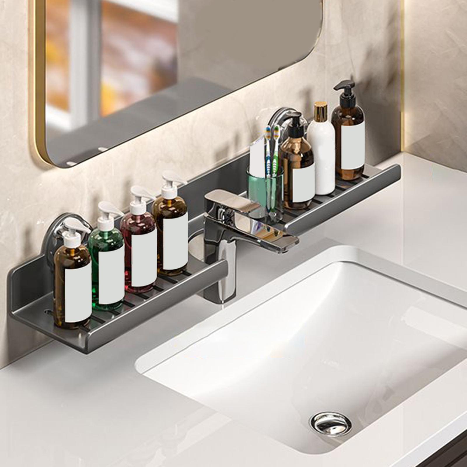 1pc Bathroom Sink Storage Rack Suction Cup Faucet Draining Rack Punch free Wall-mounted Toiletries Shelf Bathroom Organizer CN