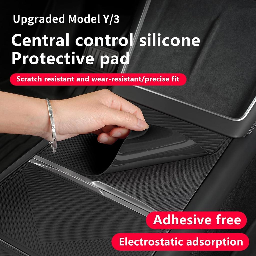 Center Console Silicone Wrap Kit for Tesla Model 3 2024-2025 / Model Y 2025, Tesla Center Console electrostatic adsorption Cover for Model 3/Y