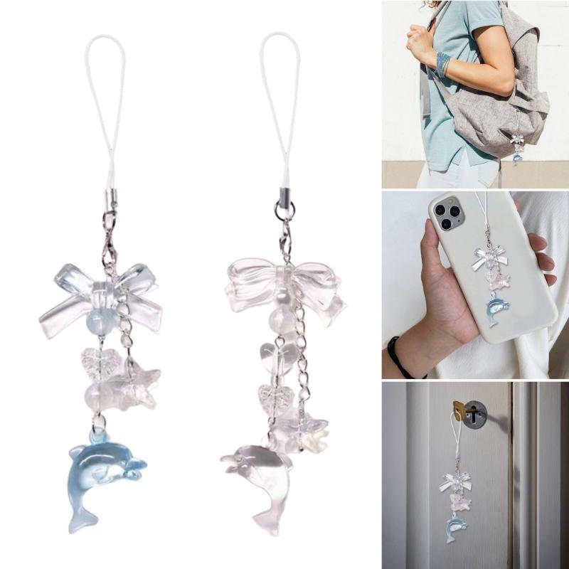 Breloc cu delfin și stele de mare Accesoriu pentru lanț pentru telefon Breloc Breloc pandantiv mobil din acril pentru genți și chei
