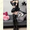 Devil Cosplay Sexy Halloween Costume PU Leather Style V Neck Open Back Erotic Cute Moe Temptation Extreme Cosplay Training Photo Headband 7 Piece Set