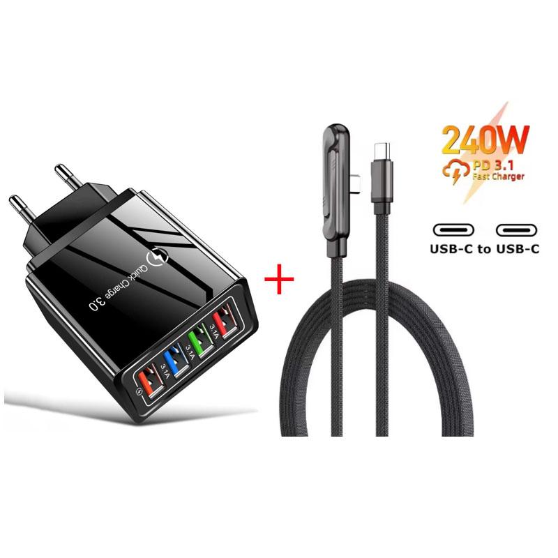 Caricabatterie USB da 3,1 A a 4 porte con spina UE/USA, carica rapida QC 3.0, adattatore di ricarica per iPhone, Samsung, Xiaomi