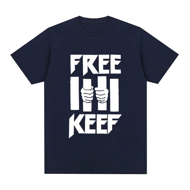 Chief Keef Free Keef Letter Print T Shirt Unisex s Fashion Vintage T-shirts Cotton Oversized Short Sleeve T Shirts Streetwear Tops S