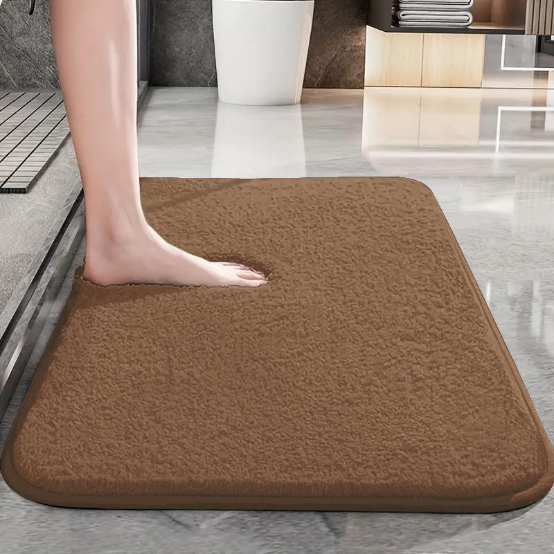 Solid Color Thickened Bathroom Non-slip Foot Mat Shower Room Door Absorbent Mat Dirt-resistant Toilet Mat Furry Mat