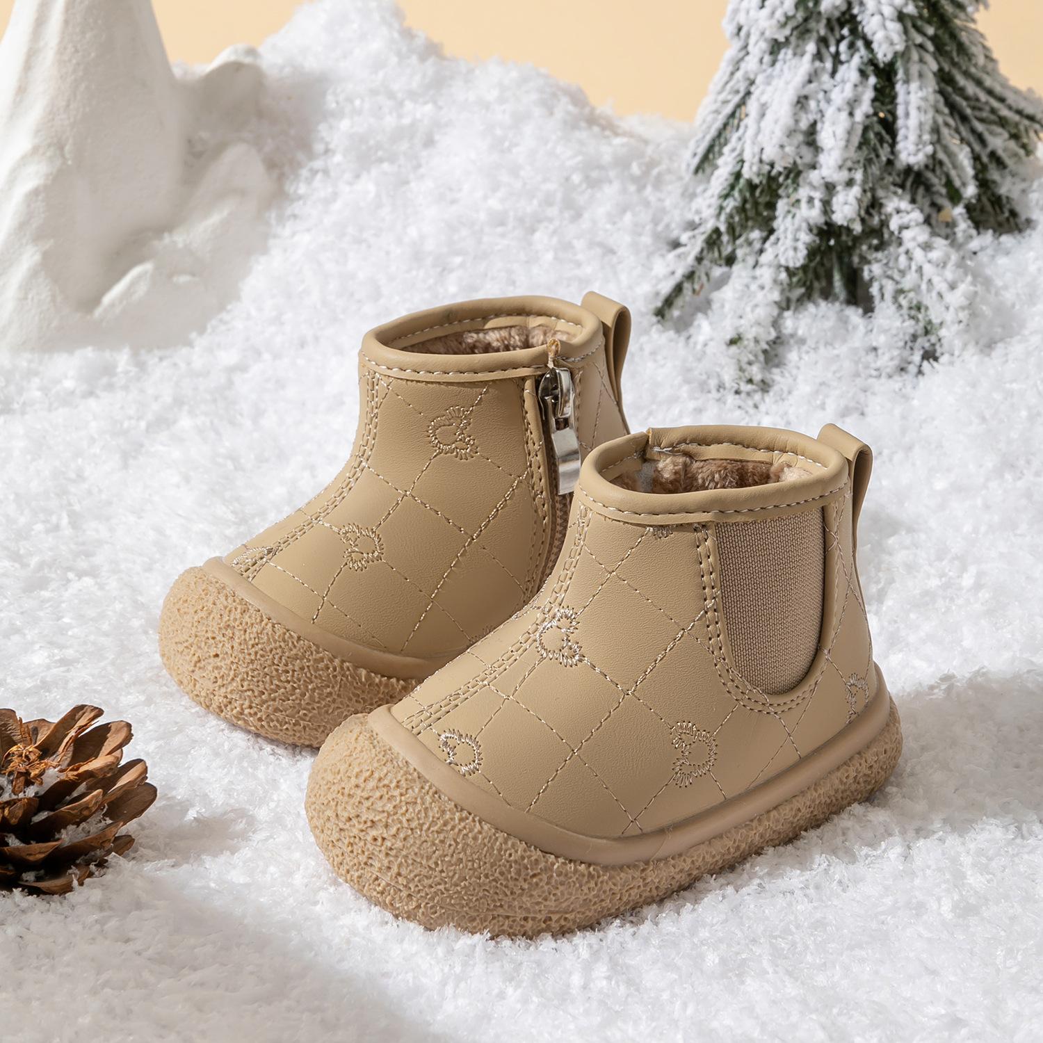 

Высокие плюшевые хлопковые ботинки для девочек, мягкая подошва, нескользящие короткие ботинки для младенцев и мальчиков, легкая обувь для малышей 20 жёлтый