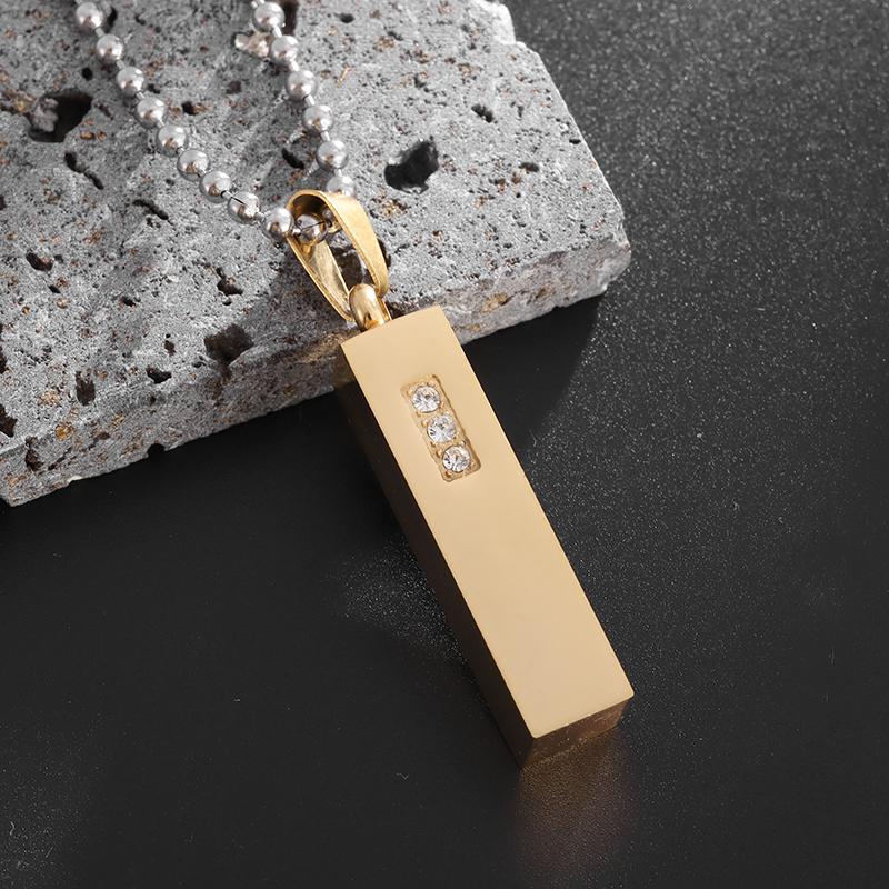 Stainless Steel Classic Geometric Polygonal Black Square Natural Stone Necklace Pendant for Men Fashion Casual Punk Jewelry Gift