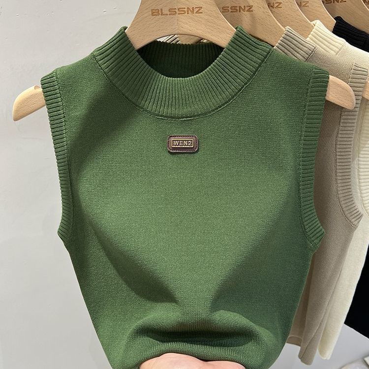 Slim Fitted Turtleneck Knitted Camisole Tank Top Women's Designed Base Layer Inner Wear Sleeveless Top Women's Summer