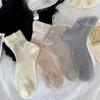 Spring and Summer Thin Mesh Perforated Mid-calf Socks, Lace Sweet Ballet-style Breathable Socks